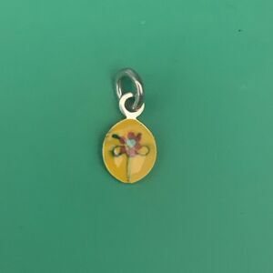 Yellow Resin with Red Flower Vintage Jewelry Charm #garden